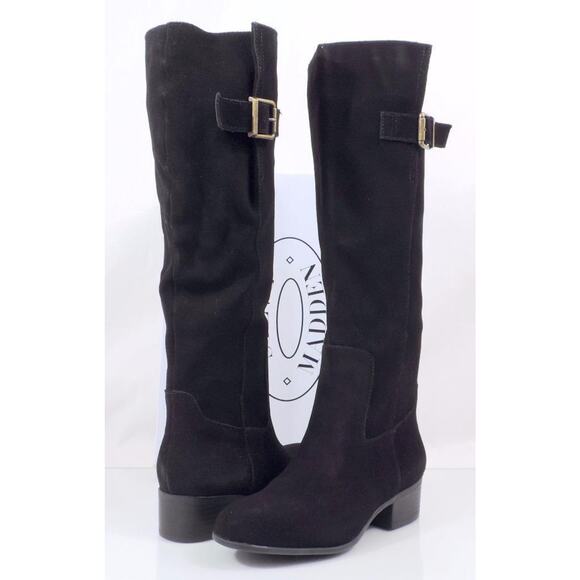 Steve Madden Loren Riding Knee High Boots Suede Black Size 6 - Picture 3 of 8